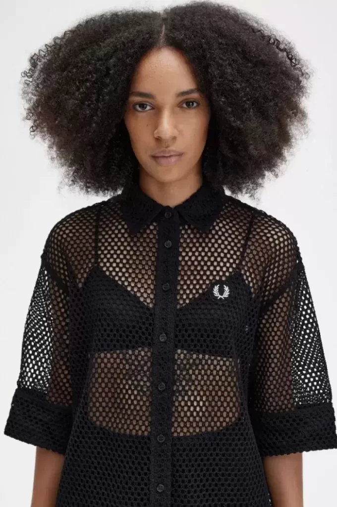 Vestido camisero de punto abierto para mujer Vestido camisero de punto abierto para mujer