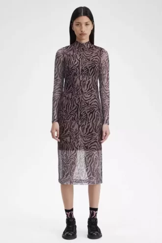 Vestido de malla con estampado de cebra para mujer
