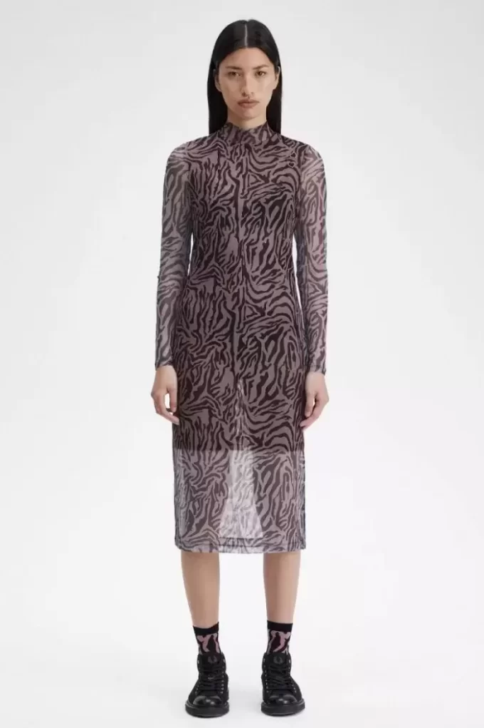 Vestido de malla con estampado de cebra para mujer Vestido de malla con estampado de cebra para mujer