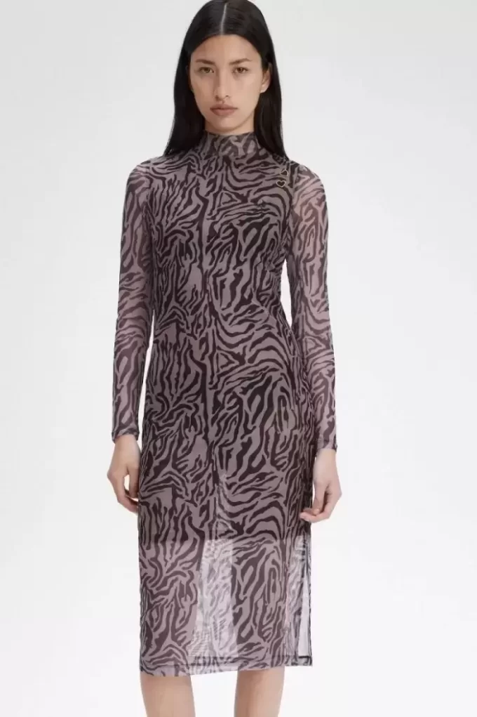 Vestido de malla con estampado de cebra para mujer Vestido de malla con estampado de cebra para mujer