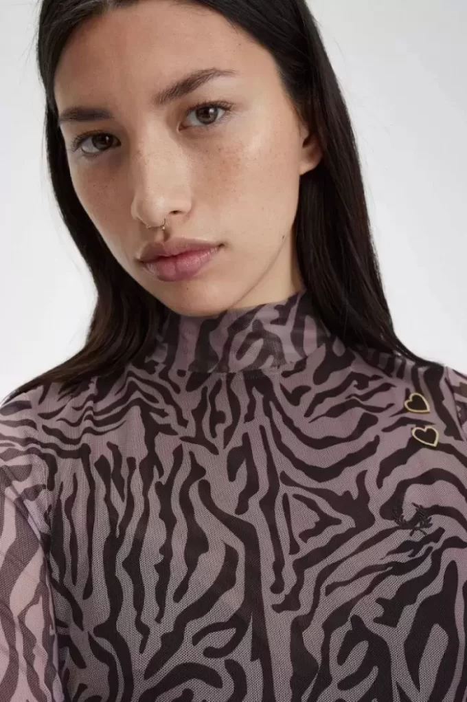 Vestido de malla con estampado de cebra para mujer Vestido de malla con estampado de cebra para mujer