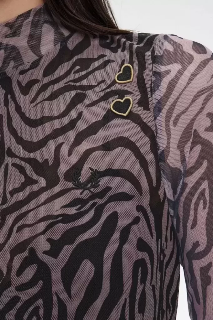 Vestido de malla con estampado de cebra para mujer Vestido de malla con estampado de cebra para mujer