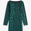 Vestido de mujer con estampado de serpiente y hombros descubiertos Vestido de mujer con estampado de serpiente y hombros descubiertos
