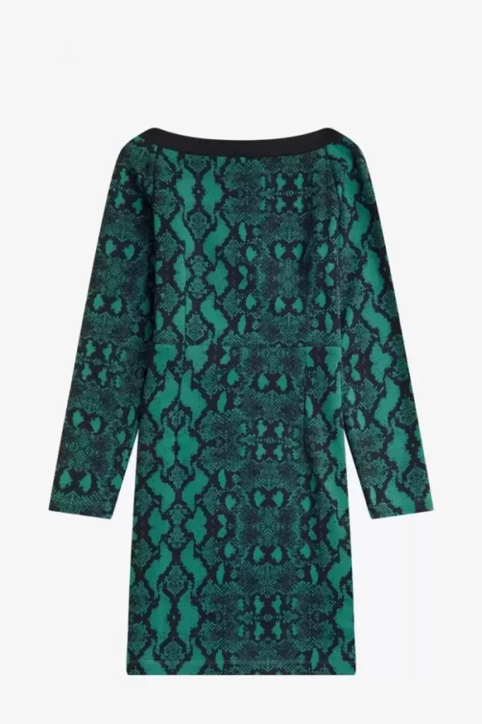 Vestido de mujer con estampado de serpiente y hombros descubiertos Vestido de mujer con estampado de serpiente y hombros descubiertos