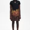 Vestido de mujer de piqué con estampado de palmeras Vestido de mujer de piqué con estampado de palmeras