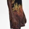 Vestido de mujer de piqué con estampado de palmeras Vestido de mujer de piqué con estampado de palmeras