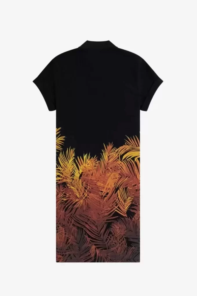 Vestido de mujer de piqué con estampado de palmeras Vestido de mujer de piqué con estampado de palmeras