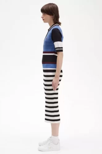 Vestido de mujer de punto jacquard a rayas