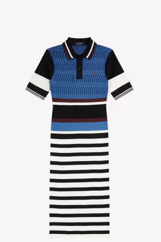 Vestido de mujer de punto jacquard a rayas Vestido de mujer de punto jacquard a rayas