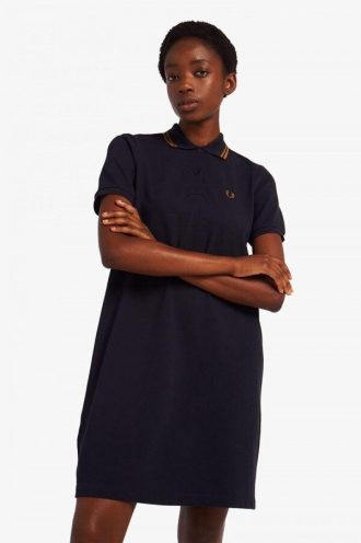 Vestido de piqué con paneles de tartán