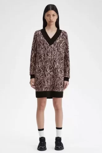 Vestido de punto de cebra para mujer