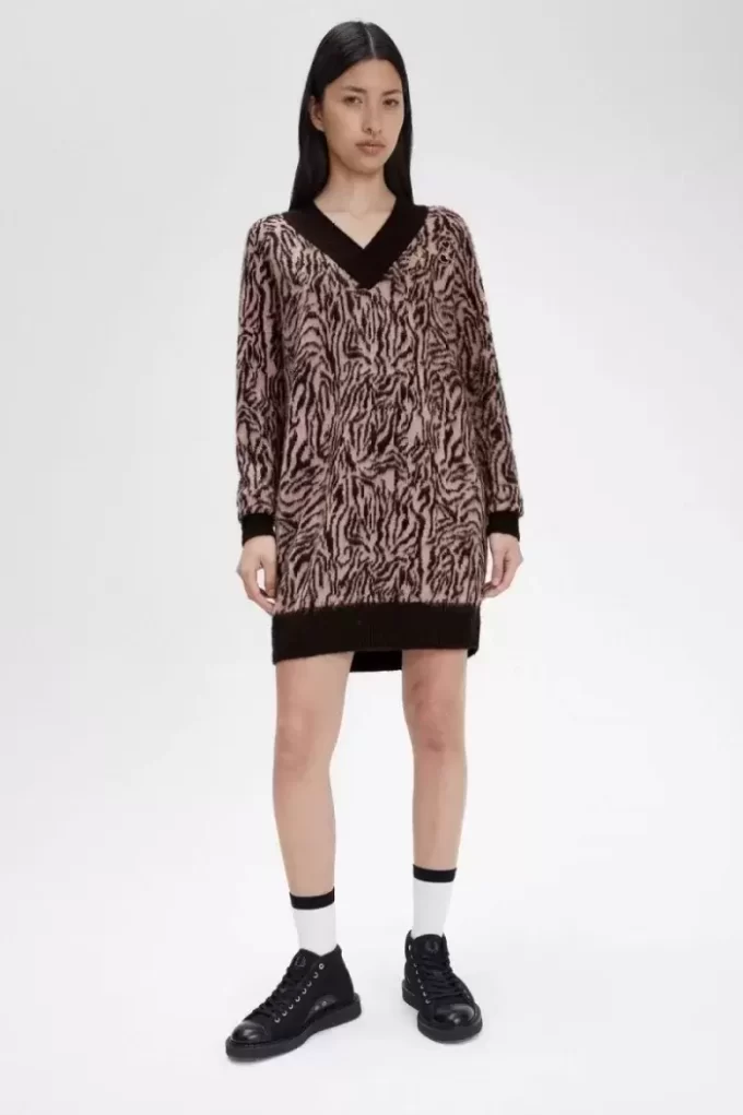 Vestido de punto de cebra para mujer Vestido de punto de cebra para mujer
