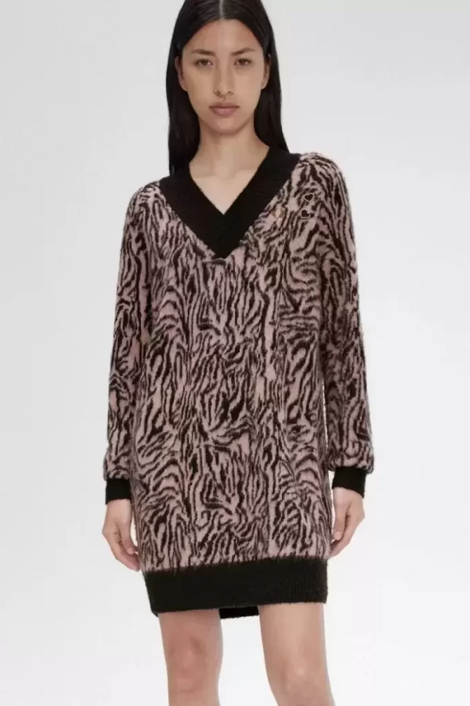 Vestido de punto de cebra para mujer Vestido de punto de cebra para mujer