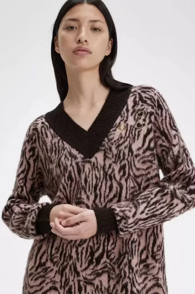 Vestido de punto de cebra para mujer Vestido de punto de cebra para mujer