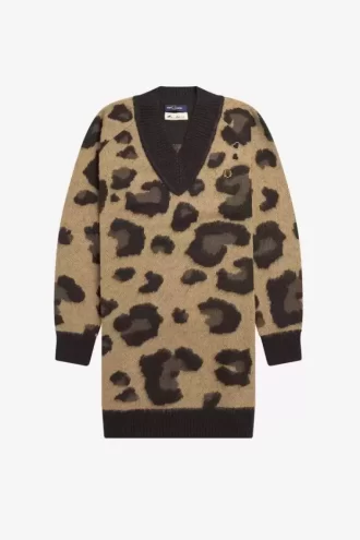 Vestido de punto de leopardo para mujer Vestido de punto de leopardo para mujer