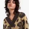 Vestido de punto de leopardo para mujer Vestido de punto de leopardo para mujer