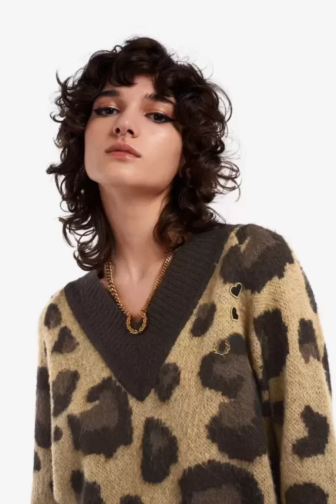 Vestido de punto de leopardo para mujer Vestido de punto de leopardo para mujer