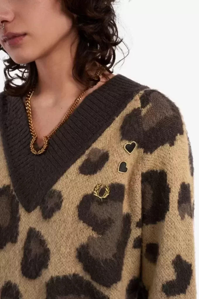 Vestido de punto de leopardo para mujer Vestido de punto de leopardo para mujer